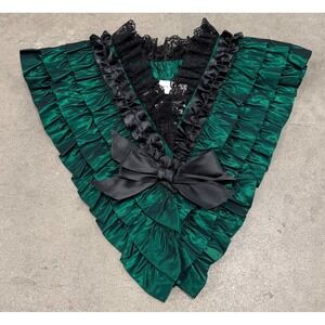 Recollections Dickey Womens One Size Green Black Satin Victorian Style Ruffle